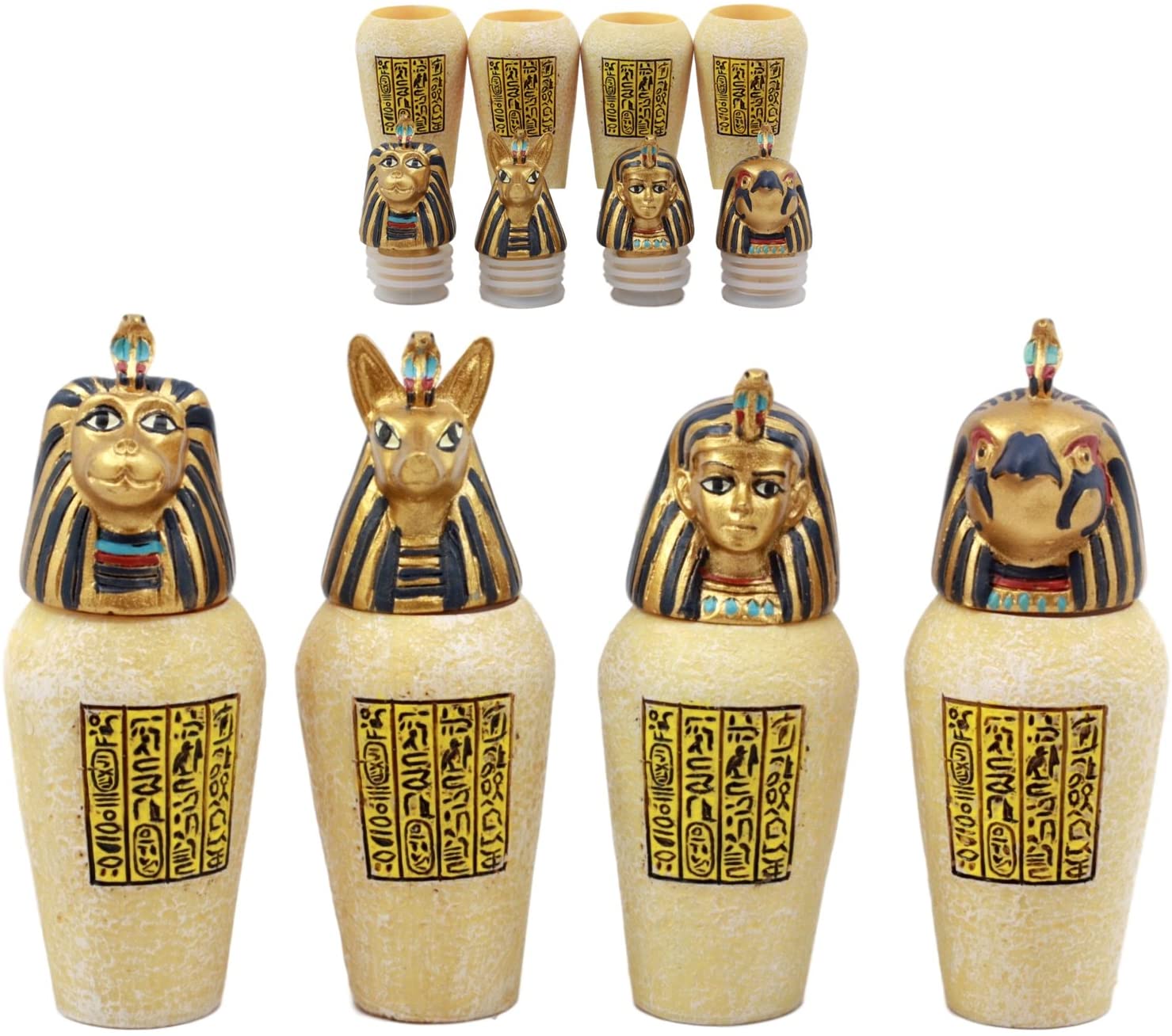 リアルに再現した古代エジプトのカノプス壺型の小物入れ4つセット