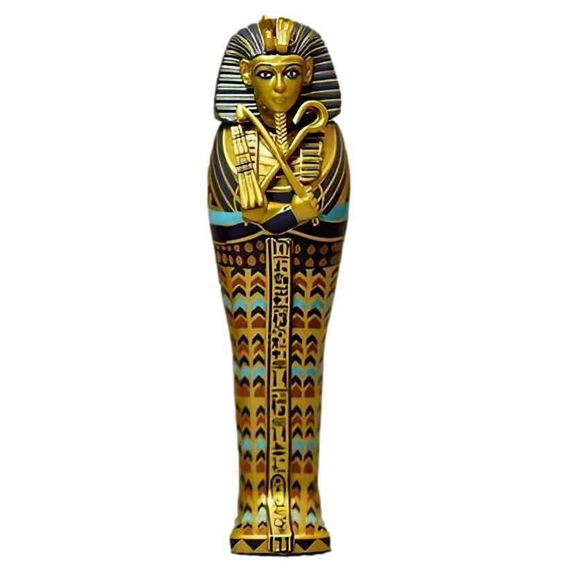 小さなサイズながら煌びやかで華やかにデザインされた古代エジプト、ファラオの棺桶モチーフのオブジェ