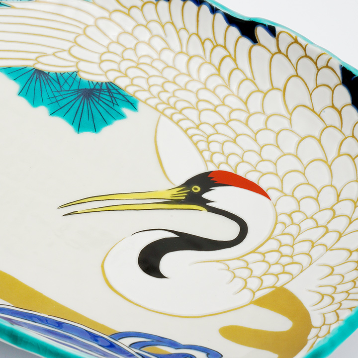 九谷焼窯元の青郊窯で作られた北斎の名画デザインの大盛皿