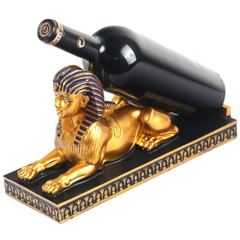 金色で装飾されたゴージャスなスフィンクスの卓上ワインホルダー