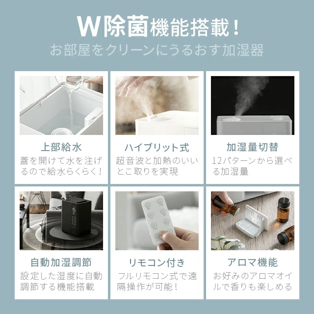 超音波式と加熱式の合作にUV除菌を加えたダブル除菌システム