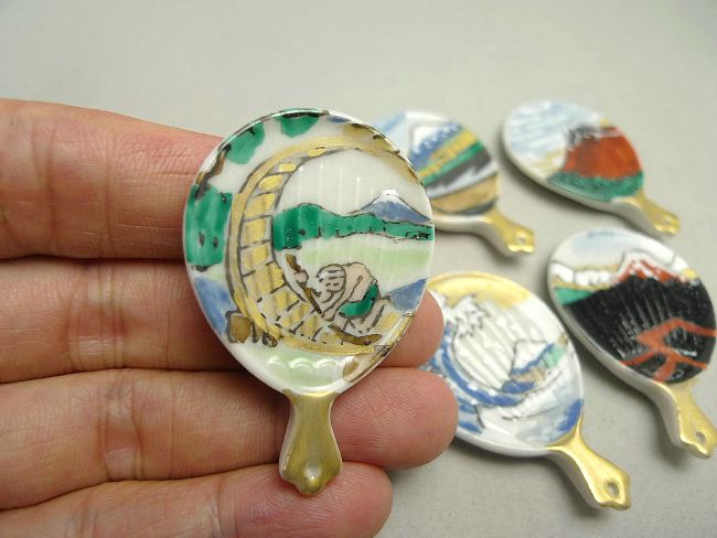 富嶽三十六景を描いた団扇型箸置き5個セット