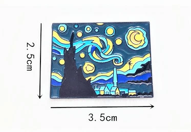 ゴッホ絵をデフォルメしたアートな絵画ピンバッチ