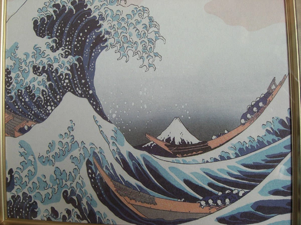 葛飾北斎の名作「神奈川沖浪裏」をスクエア型にトリミングした絵画色紙
