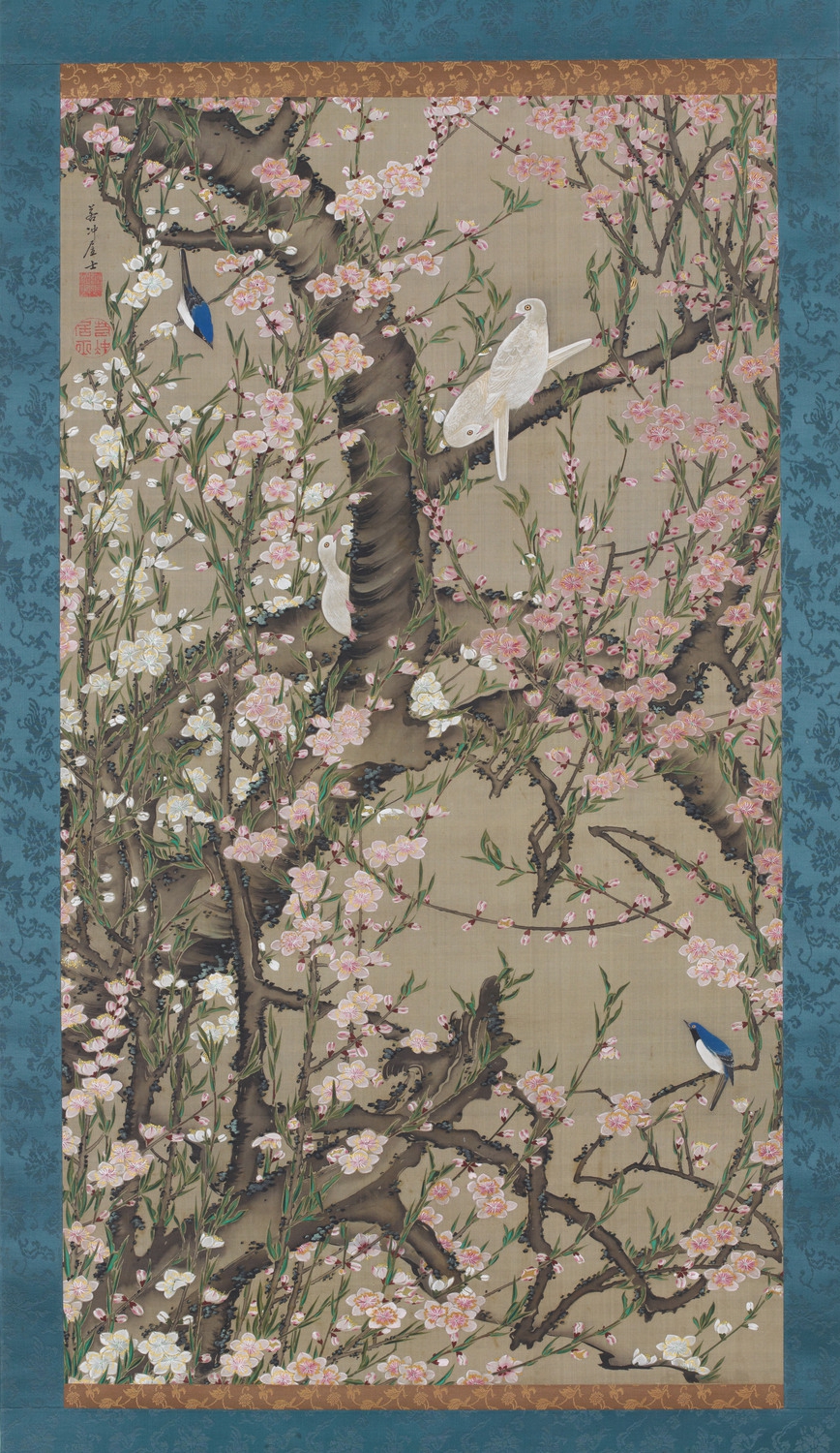 桃花小禽図
