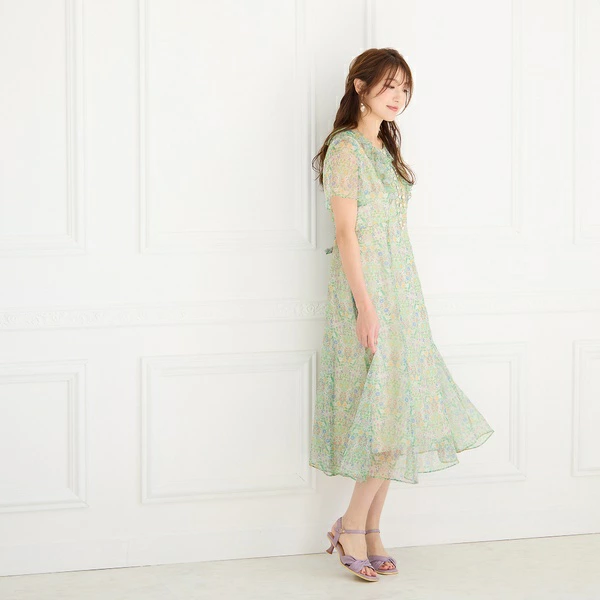 モリスの様式美ベース小花柄22fabric製ワンピース