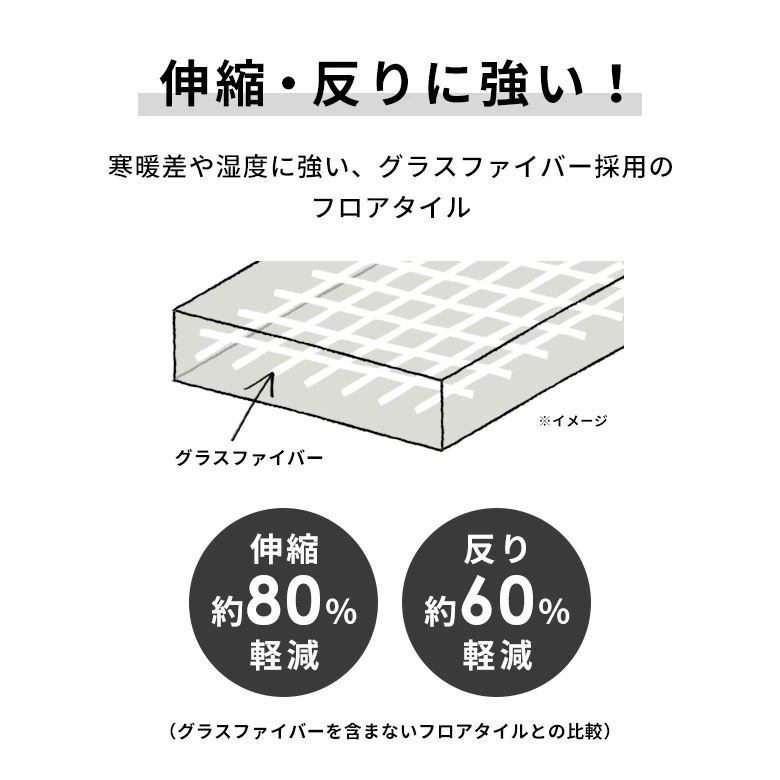 反りや伸縮に強い！グラスファイバー採用の高品質素材
