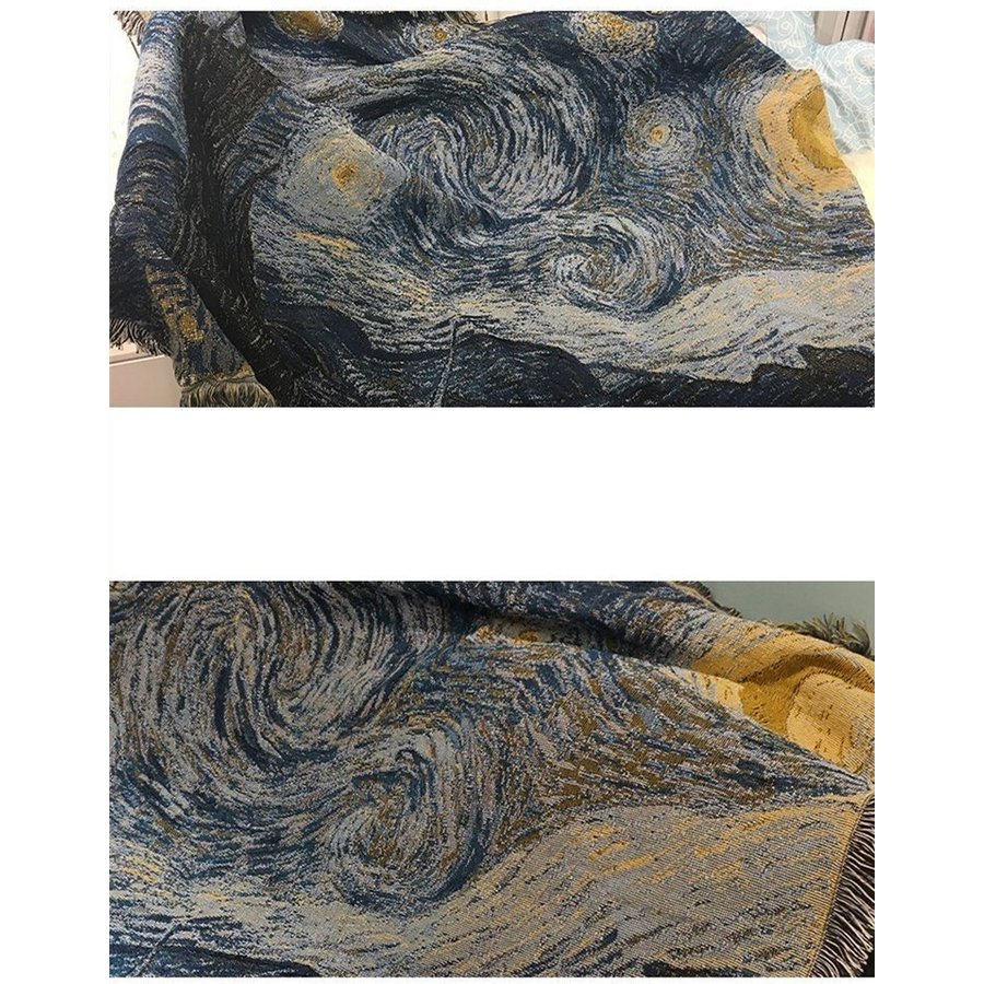 ゴッホの「星月夜」モチーフ全面ブランケット