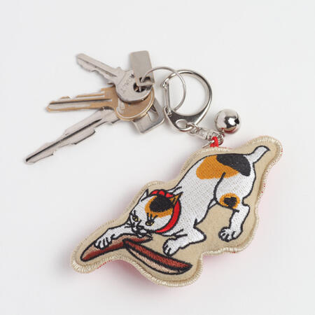 歌川国芳の「猫飼好五十三疋」の日本橋の猫をモチーフにしたキーホルダー