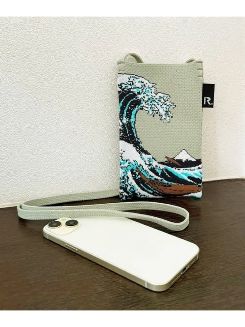 鳥獣戯画や神奈川沖浪裏など日本のアートをジャガードで表現したgo slow caravan製のニットサコッシュ