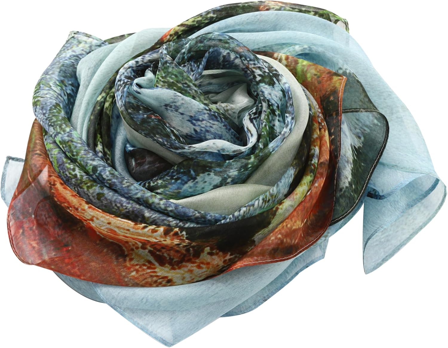 クロード・モネの「アンティーブ岬」でデザインしたシフォンシルクのふんわり大判ストール