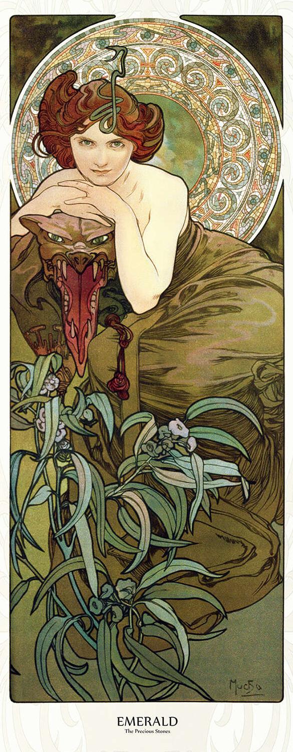 ミュシャ連作「4つの宝石」の「エメラルド」1900年